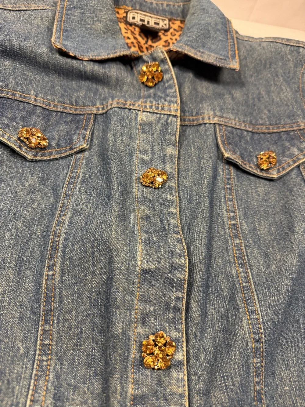 Berek by Takako Sako Woman's Lg Denim Bedazzled Trench with Silk Lining